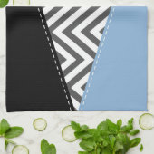 Gray Zigzag, grau Zickzack, blau, Ihr Name Geschirrtuch (Gefaltet)