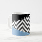 Gray Zigzag, grau Zickzack, blau, Ihr Name Kaffeetasse (Vorderseite Links)