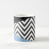 Gray Zigzag, grau Zickzack, blau, Ihr Name Kaffeetasse (Mittel)