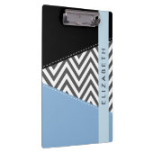 Gray Zigzag, grau Zickzack, blau, Ihr Name Klemmbrett (Rechts)