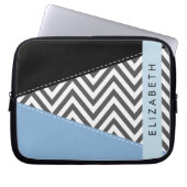 Gray Zigzag, grau Zickzack, blau, Ihr Name Laptopschutzhülle (Vorderseite)
