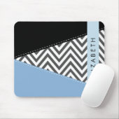 Gray Zigzag, grau Zickzack, blau, Ihr Name Mousepad (Mit Mouse)