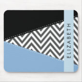 Gray Zigzag, grau Zickzack, blau, Ihr Name Mousepad (Vorne)