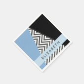 Gray Zigzag, grau Zickzack, blau, Ihr Name Serviette (Ecke)