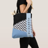 Gray Zigzag, grau Zickzack, blau, Ihr Name Tasche (Von Nahem)