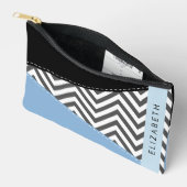 Gray Zigzag, grau Zickzack, blau, Ihr Name Zubehörtasche (Offen)