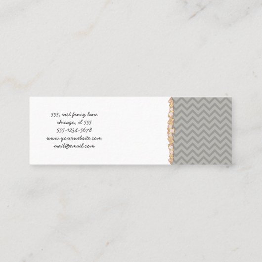 Gray Zigzag, grau Zickzack, geometrisches Muster Mini Visitenkarte (Rückseite)