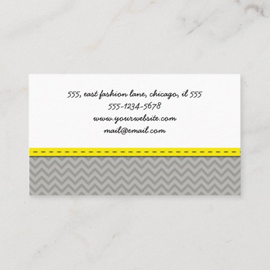 Gray Zigzag, grau Zickzack, geometrisches Muster Visitenkarte (Rückseite)