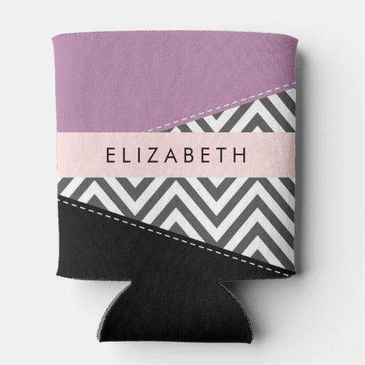 Gray Zigzag, grau Zickzack, Lila, Ihr Name Dosenkühler (Rückseite)