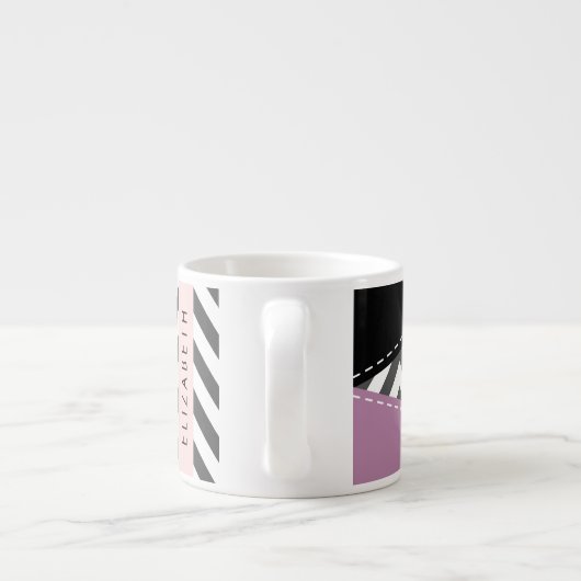 Gray Zigzag, grau Zickzack, Lila, Ihr Name Espressotasse (Rückseite)