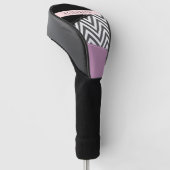 Gray Zigzag, grau Zickzack, Lila, Ihr Name Golf Headcover (angewinkelt)