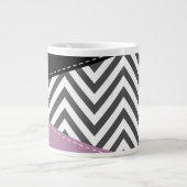 Gray Zigzag, grau Zickzack, Lila, Ihr Name Jumbo-Tasse (Vorderseite)