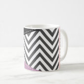 Gray Zigzag, grau Zickzack, Lila, Ihr Name Kaffeetasse (VorderseiteRechts)