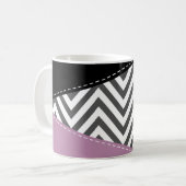 Gray Zigzag, grau Zickzack, Lila, Ihr Name Kaffeetasse (Vorderseite Links)