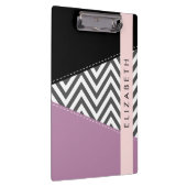 Gray Zigzag, grau Zickzack, Lila, Ihr Name Klemmbrett (Rechts)