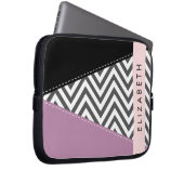 Gray Zigzag, grau Zickzack, Lila, Ihr Name Laptopschutzhülle (Vorne Rechts)