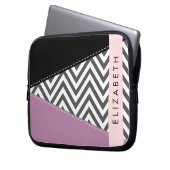 Gray Zigzag, grau Zickzack, Lila, Ihr Name Laptopschutzhülle (Vorderseite Links)