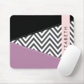 Gray Zigzag, grau Zickzack, Lila, Ihr Name Mousepad (Mit Mouse)