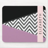 Gray Zigzag, grau Zickzack, Lila, Ihr Name Mousepad (Vorne)