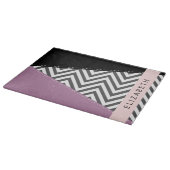Gray Zigzag, grau Zickzack, Lila, Ihr Name Schneidebrett (Ecke)