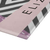 Gray Zigzag, grau Zickzack, Lila, Ihr Name Schneidebrett (Ecke)