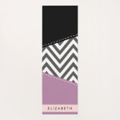 Gray Zigzag, grau Zickzack, Lila, Ihr Name Yogamatte (Rückseite)