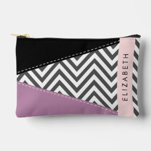 Gray Zigzag, grau Zickzack, Lila, Ihr Name Zubehörtasche