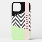 Gray Zigzag, grau Zickzack, Mint, Ihr Name Case-Mate iPhone Hülle (Rückseite)