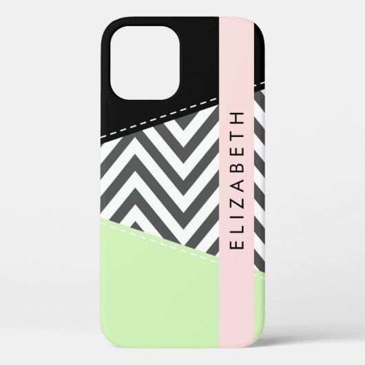Gray Zigzag, grau Zickzack, Mint, Ihr Name Case-Mate iPhone Hülle (Rückseite)