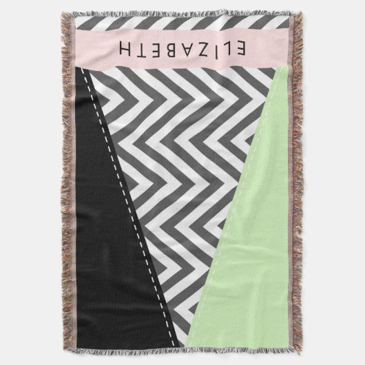 Gray Zigzag, grau Zickzack, Mint, Ihr Name Decke (Vorderseite Vertikal)