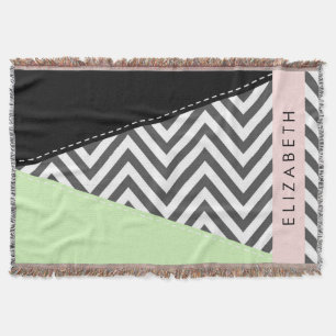 Gray Zigzag, grau Zickzack, Mint, Ihr Name Decke