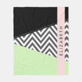 Gray Zigzag, grau Zickzack, Mint, Ihr Name Fleecedecke (Vorderseite)