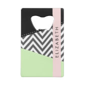 Gray Zigzag, grau Zickzack, Mint, Ihr Name Geldbeutel Flaschenöffner (Rückseite)