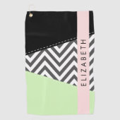 Gray Zigzag, grau Zickzack, Mint, Ihr Name Golfhandtuch (Vorderseite)