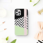 Gray Zigzag, grau Zickzack, Mint, Ihr Name iPhone Hülle