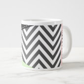 Gray Zigzag, grau Zickzack, Mint, Ihr Name Jumbo-Tasse (Vorderseite Rechts)