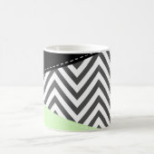 Gray Zigzag, grau Zickzack, Mint, Ihr Name Kaffeetasse (Mittel)