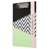Gray Zigzag, grau Zickzack, Mint, Ihr Name Klemmbrett (Links)