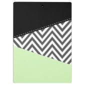 Gray Zigzag, grau Zickzack, Mint, Ihr Name Klemmbrett (Rückseite)