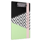 Gray Zigzag, grau Zickzack, Mint, Ihr Name Klemmbrett (Rechts)