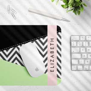 Gray Zigzag, grau Zickzack, Mint, Ihr Name Mousepad