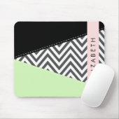 Gray Zigzag, grau Zickzack, Mint, Ihr Name Mousepad (Mit Mouse)
