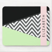 Gray Zigzag, grau Zickzack, Mint, Ihr Name Mousepad (Vorne)