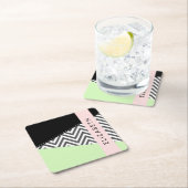 Gray Zigzag, grau Zickzack, Mint, Ihr Name Rechteckiger Pappuntersetzer (Vor Ort)