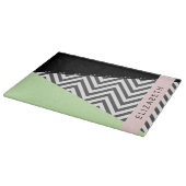 Gray Zigzag, grau Zickzack, Mint, Ihr Name Schneidebrett (Ecke)