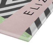 Gray Zigzag, grau Zickzack, Mint, Ihr Name Schneidebrett (Ecke)