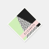 Gray Zigzag, grau Zickzack, Mint, Ihr Name Serviette (Ecke)