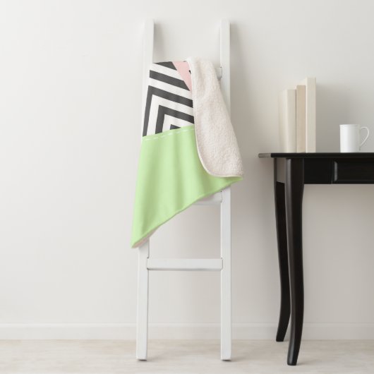 Gray Zigzag, grau Zickzack, Mint, Ihr Name Sherpadecke (Beispiel)