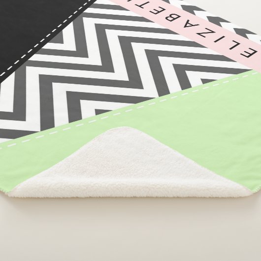Gray Zigzag, grau Zickzack, Mint, Ihr Name Sherpadecke (3/4)