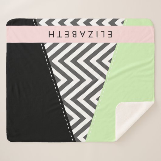 Gray Zigzag, grau Zickzack, Mint, Ihr Name Sherpadecke (Vorderseite (Horizontal))